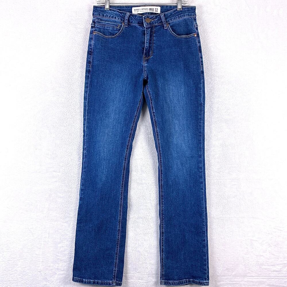 Barbell Apparel Jeans Men 32x33 Faded Athletic Fit Stretch Workout Bodybuilding